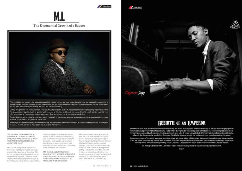 M.I and Jesse Jags Cover 12th Edition of Tush Magazine