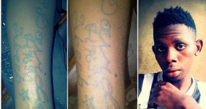 Young Fan Tattooes Davido's Name on his Body
