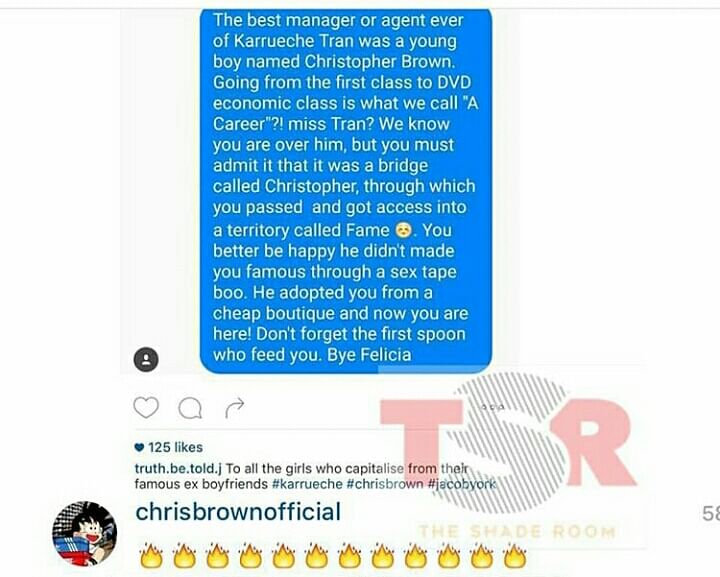 Chris Brown drags Karrueche Tran in messy Instagram fight