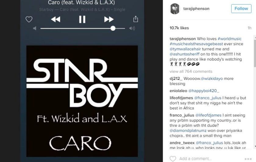 Taraji P Henson Shares Addiction to Wizkid’s Song