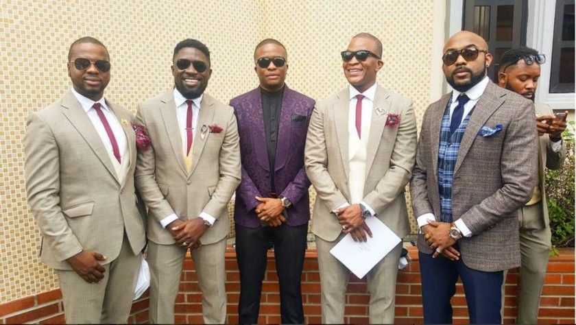 Groomsmen with Banky W and Tunde Demuren - Noble Igwe and Chioma Otisi Wedding