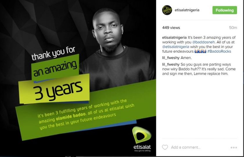 Etisalat Ends Contract With Olamide