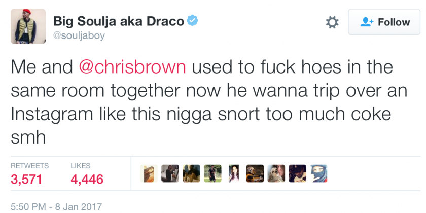 'Me and Chris Brown used to f**k hoes in the same room together' - Soulja Boy