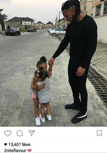 Flavour shares new photo of his daughters hugging