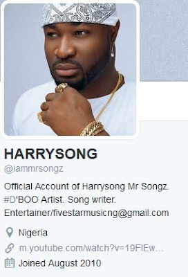 Harrysong Removes Alter-Plate Info From His Social Media Accounts