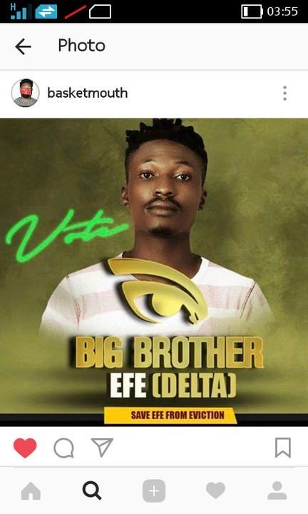 Basketmouth shows support for Efe