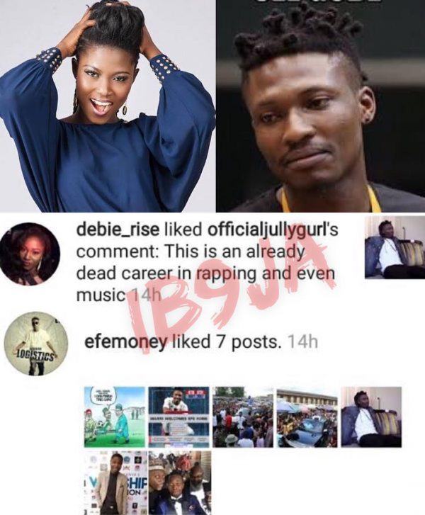 Debie-Rise 'Agrees' with fan who says Efe’s career is dead