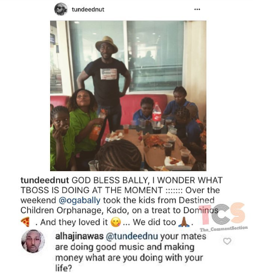 Tunde Ednut shades TBoss with a photo of Bally