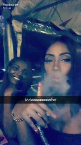Tiwa Savage Spotted Smoking Shisha With Annie Idibia