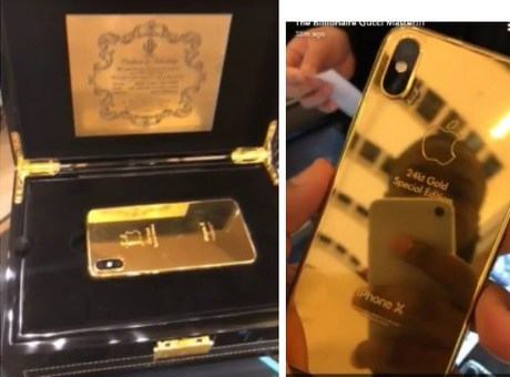 Hushpuppi Gold plaited iphone