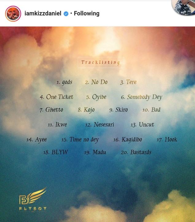 No Bad Songz - Kizz Daniel unveils Album Tracklist