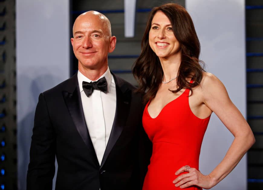 Jeff Bezos and his wife