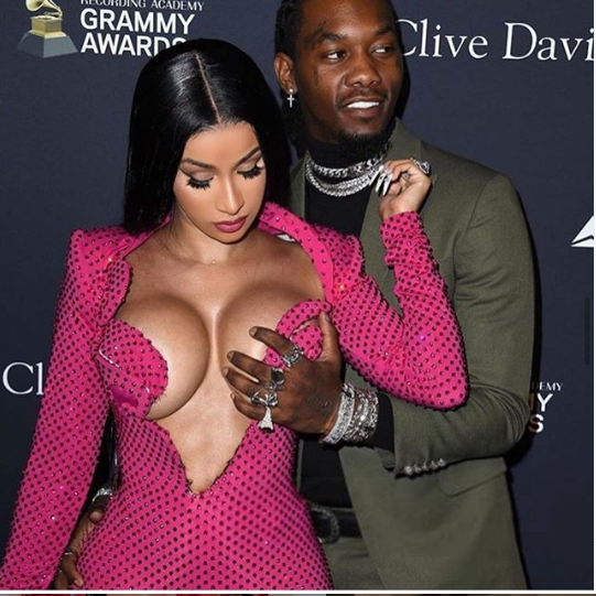 Cardi B And Offset at Pre Grammy Bash