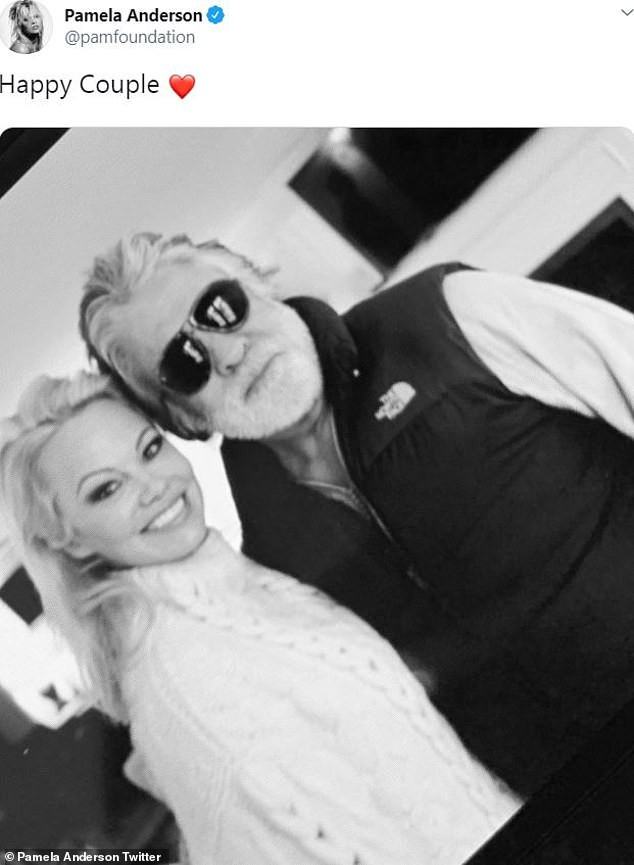 My Husband Makes Me Happy - Pamela Anderson 2 Pamela Anderson shares photo with her husband, Jon Peters