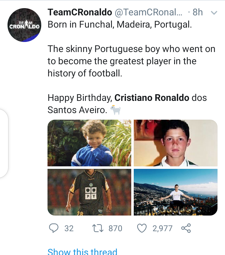 Cristiano Ronaldo birthday