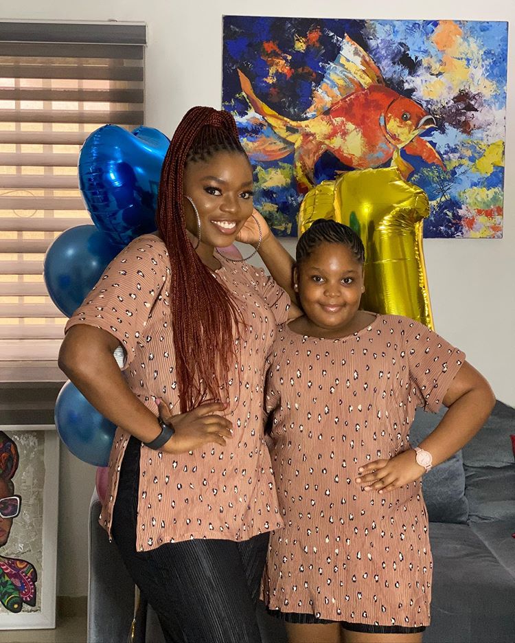 Bisola Aiyeola and her daughter