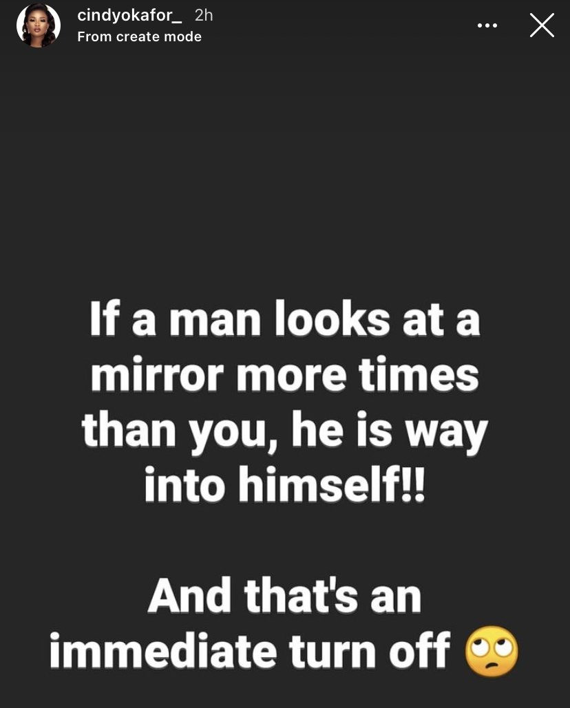 Men That Spend Too Much Time Staring In The Mirror Turn Me Off - Cindy Okafor 2 Cindy Okafor