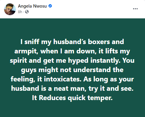 Sniffing My Husband's Boxers Helps To Lift My Mood - Angela Nwosu 2 Angela Nwosu