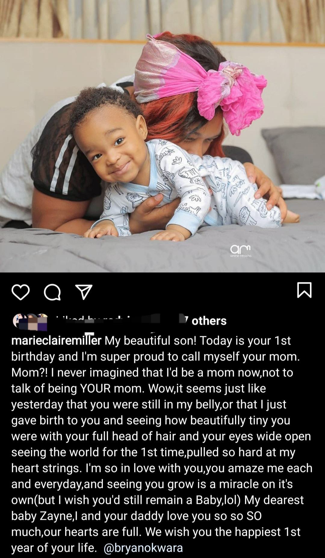 Bryan Okwara and his son