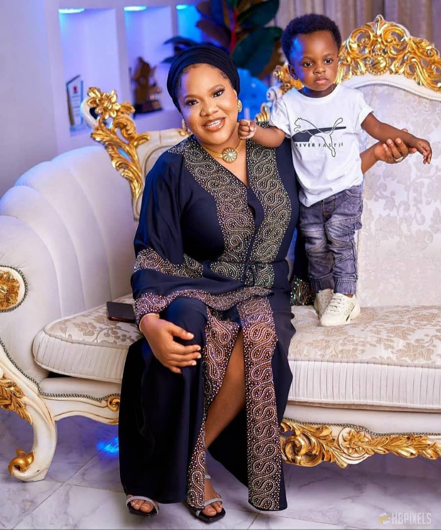 Toyin Abraham and her son