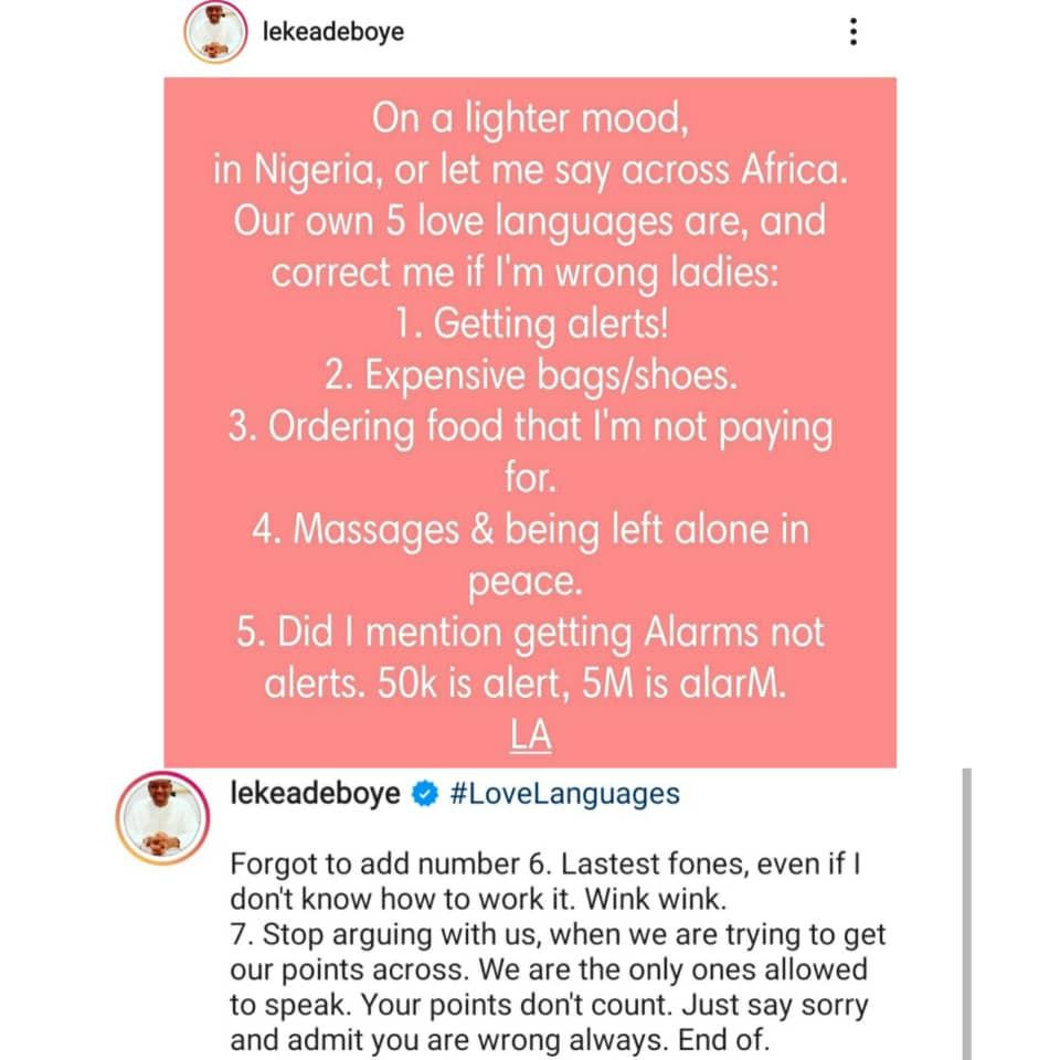 Credit Alerts Is The Love Language Our Women Speak Nowadays - Leke Adeboye 2 Leke Adeboye
