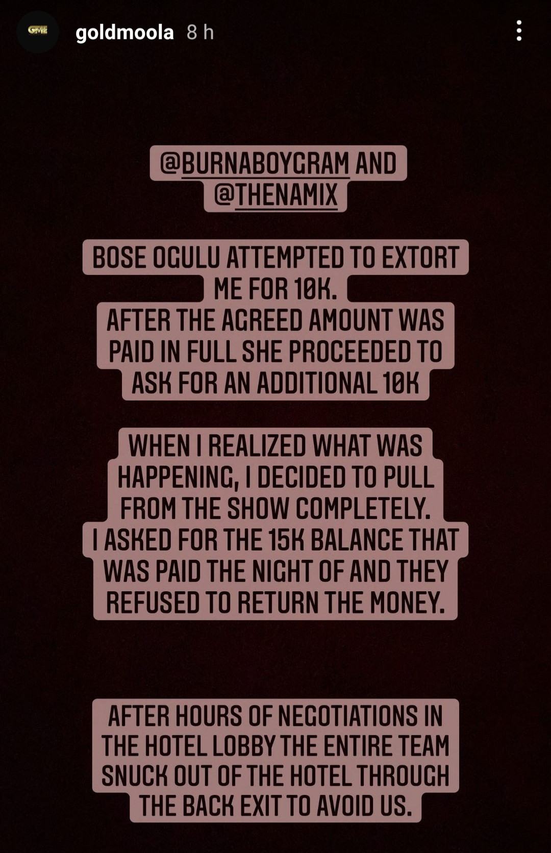 Burna Boy And His Mother Tried To Extort Me Before Performing - Promoter 4 Burna Boy