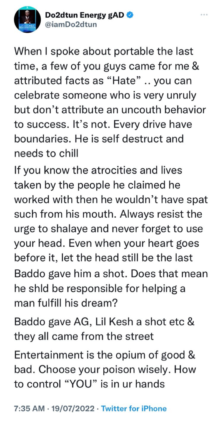 Stop Blaming Olamide For Giving Portable A Shot - Dotun 2 Portable