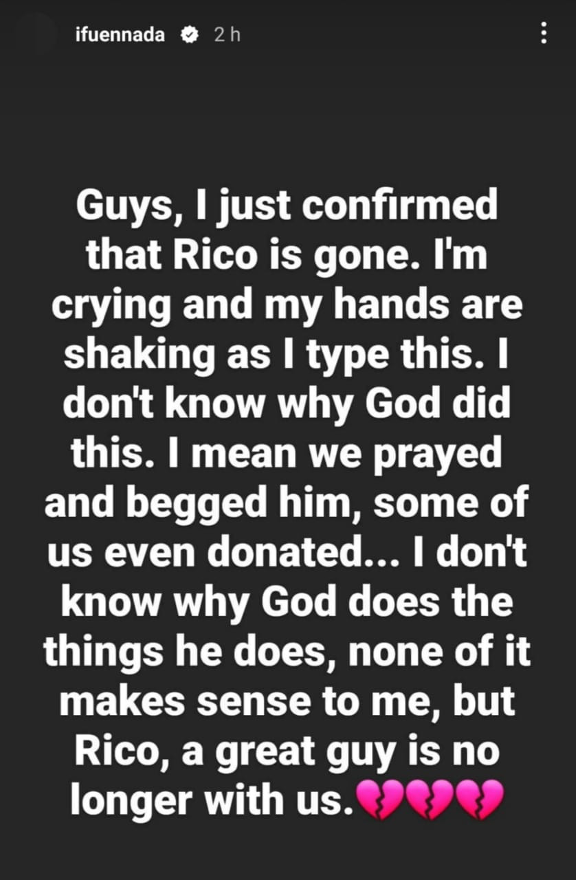 I Wonder Why Good People Like Rico Swavey Have To Die - Ifuennada 2 Rico Swavey