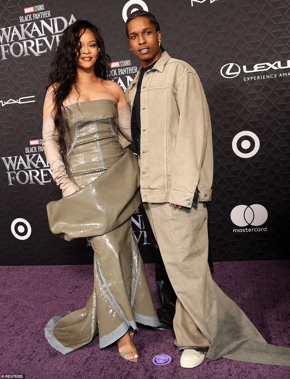 Rihanna, A$AP Rocky Rock Matching Esembles As They Attend Black Panther: Wakanda Forever Premiere 3 Rihanna and A$AP Rocky