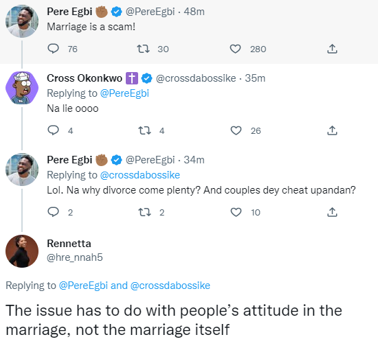 Rampant Cheating And Divorce Is Proof That Marriage Is A Scam - Pere 2 BBNaija's Pere
