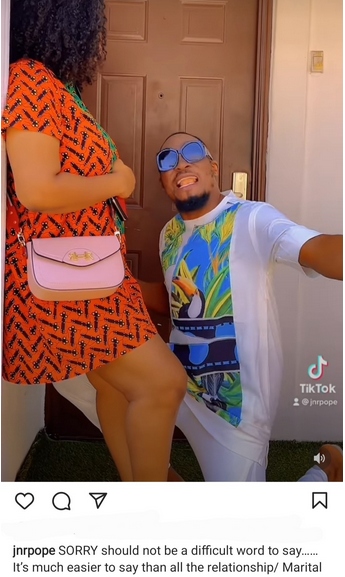 Say Sorry To Your Partner To Avoid Social Media Saga - Junior Pope 2 Junior Pope