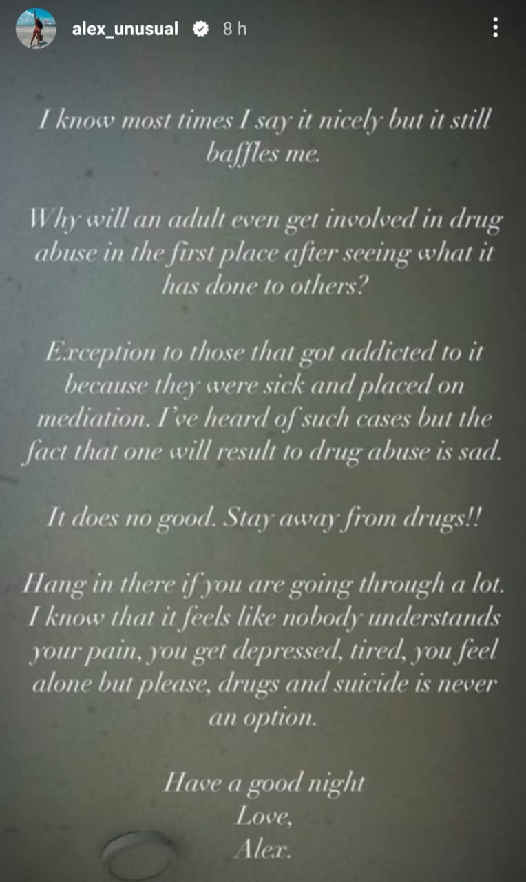 Seeing How Addicts Behave Is Enough To Make You Run From Drugs - BBNaija’s Alex 2 BBNaija Alex
