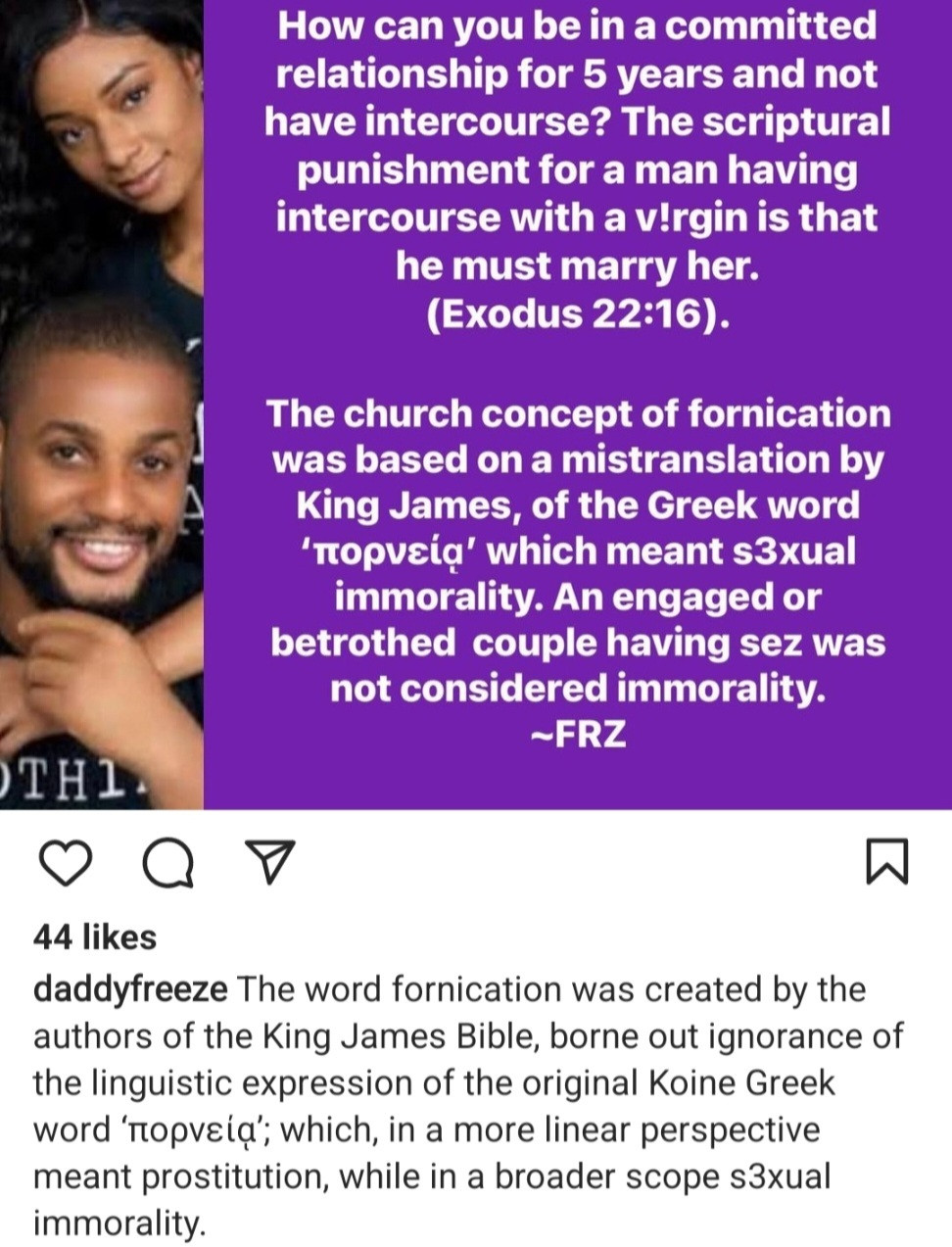 The Word Fornication Keeps Getting Used Ignorantly - Daddy Freeze 2 Daddy Freeze