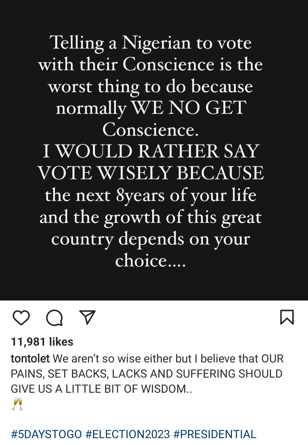 Stop Asking Nigerians To Vote With Their Conscience - Tonto Dikeh 2 Tonto Dikeh