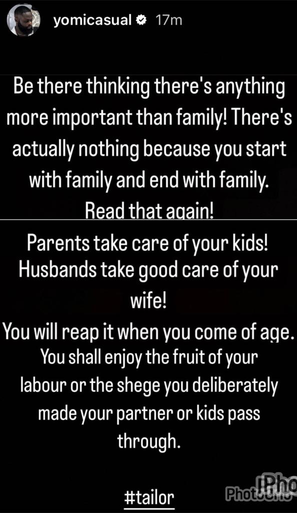 Men Must Take Care Of Their Wives To Reap The Reward When They Grow Old - Yomi Casual 2 Yomi Casual