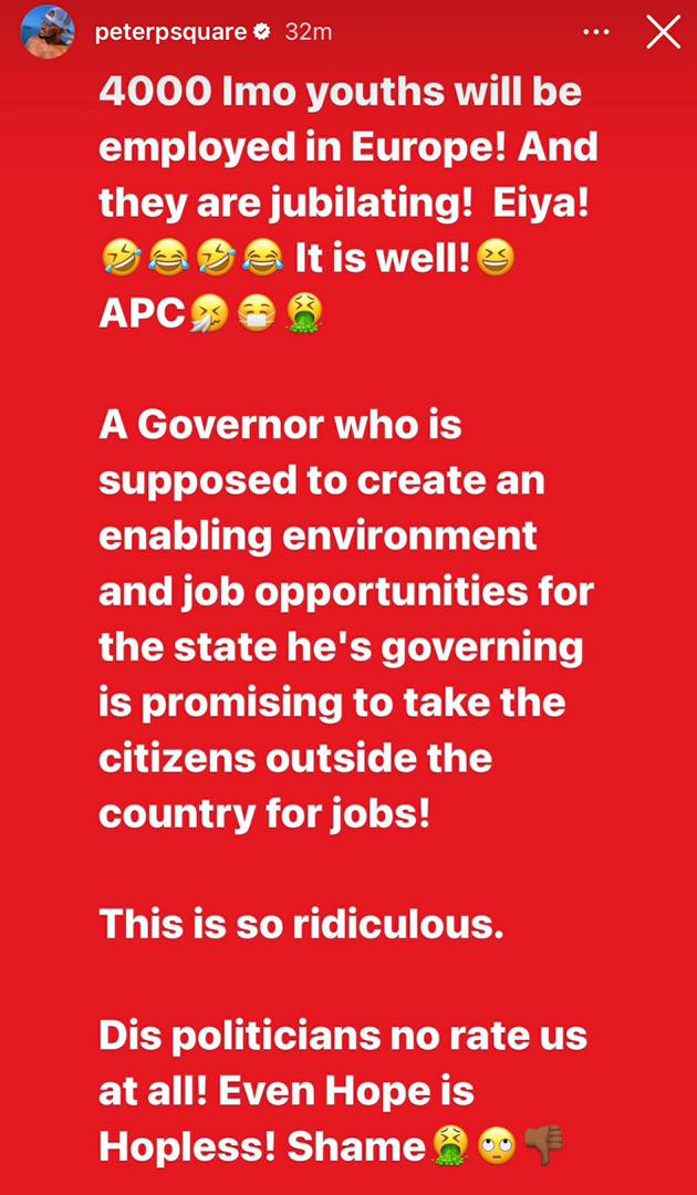 Hope Uzodinma Is Proof That Our Leaders Do Not Rate Us - Peter Okoye 2 Peter Okoye