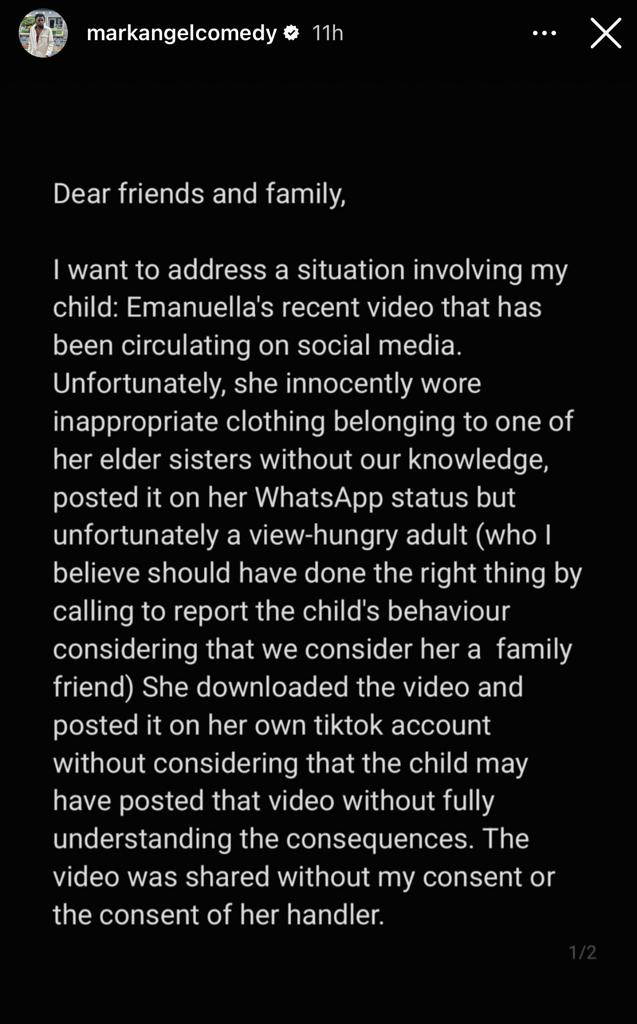 Emmanuella's Video Was A Mistake, It Won’t Repeat Itself Again - Mark Angel 2 Mark Angel