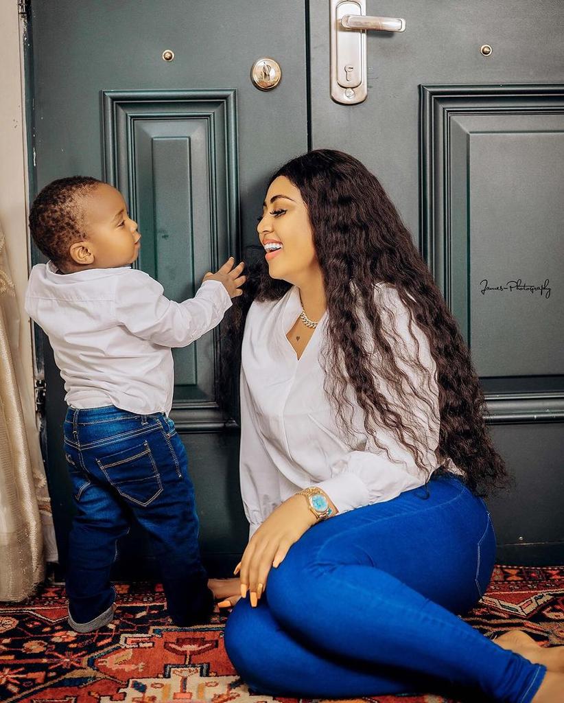 Regina Daniels and her sons