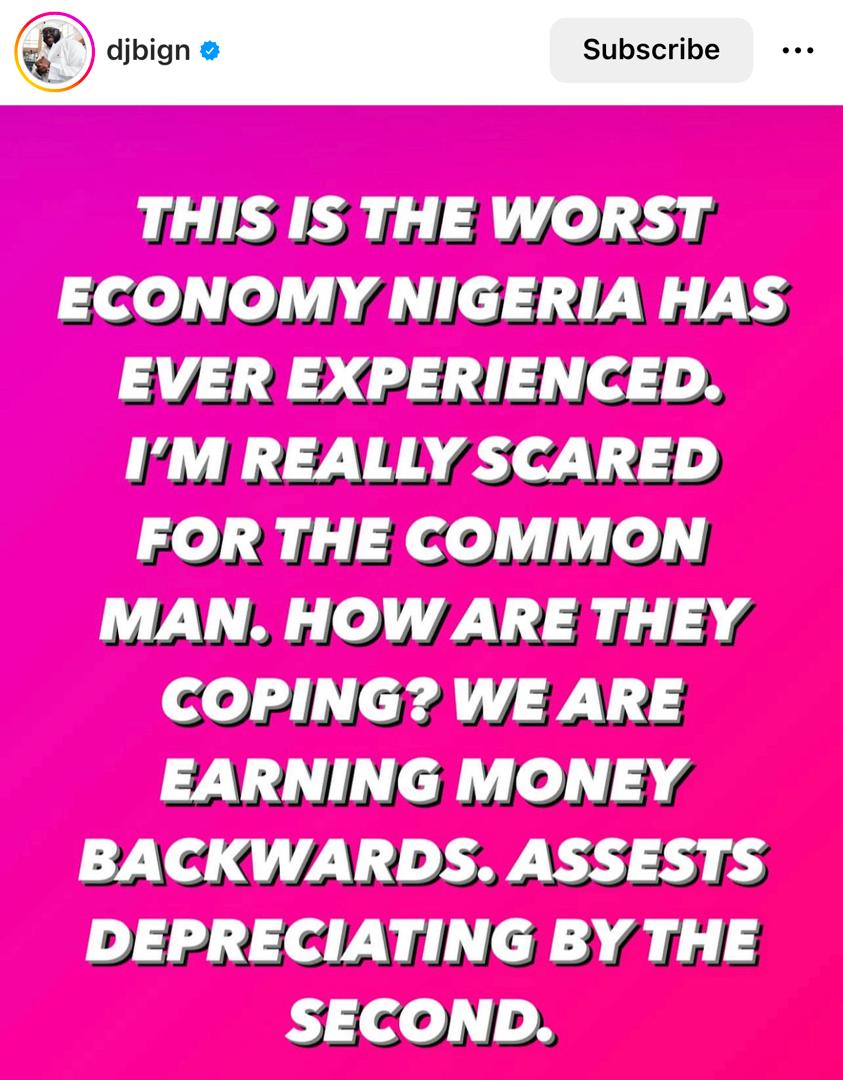 I Can Only Wonder How The Common Man Is Surviving In Nigeria Nowadays - DJ Big N 2 DJ Big N