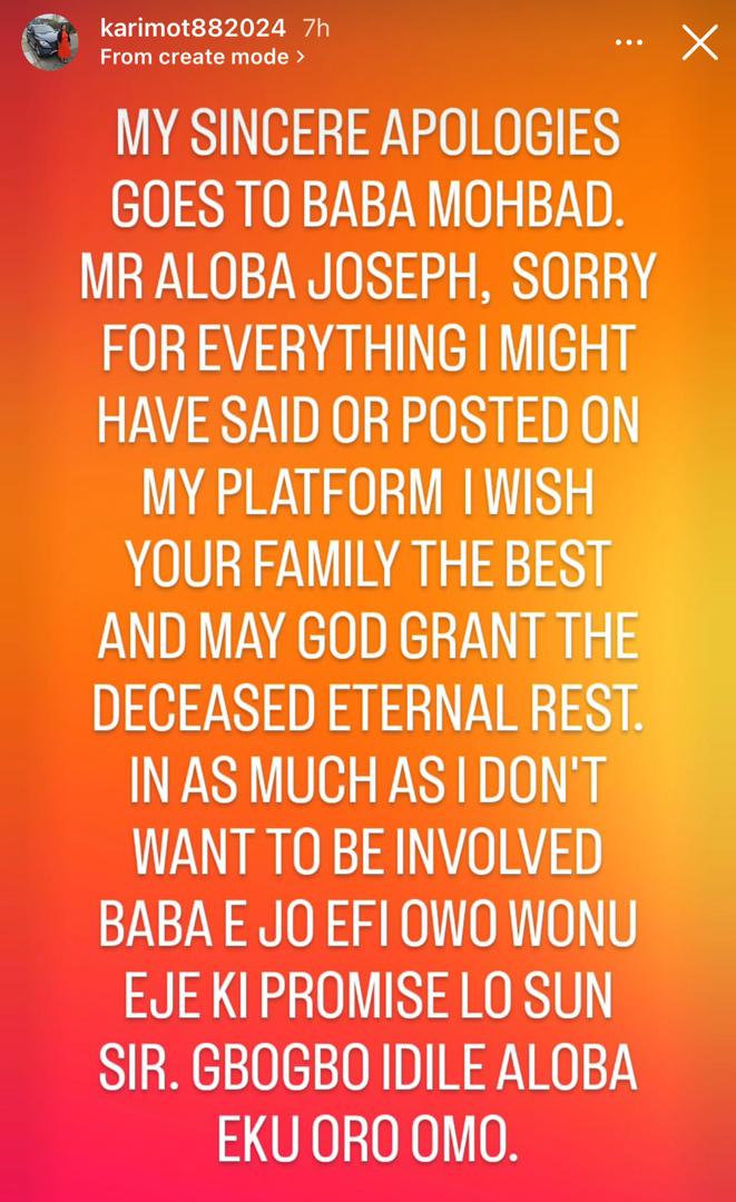 I Apologize To Mohbad's Father For How I Defended Wunmi Against Him - Karimot Ogunbayo 2 Karimot