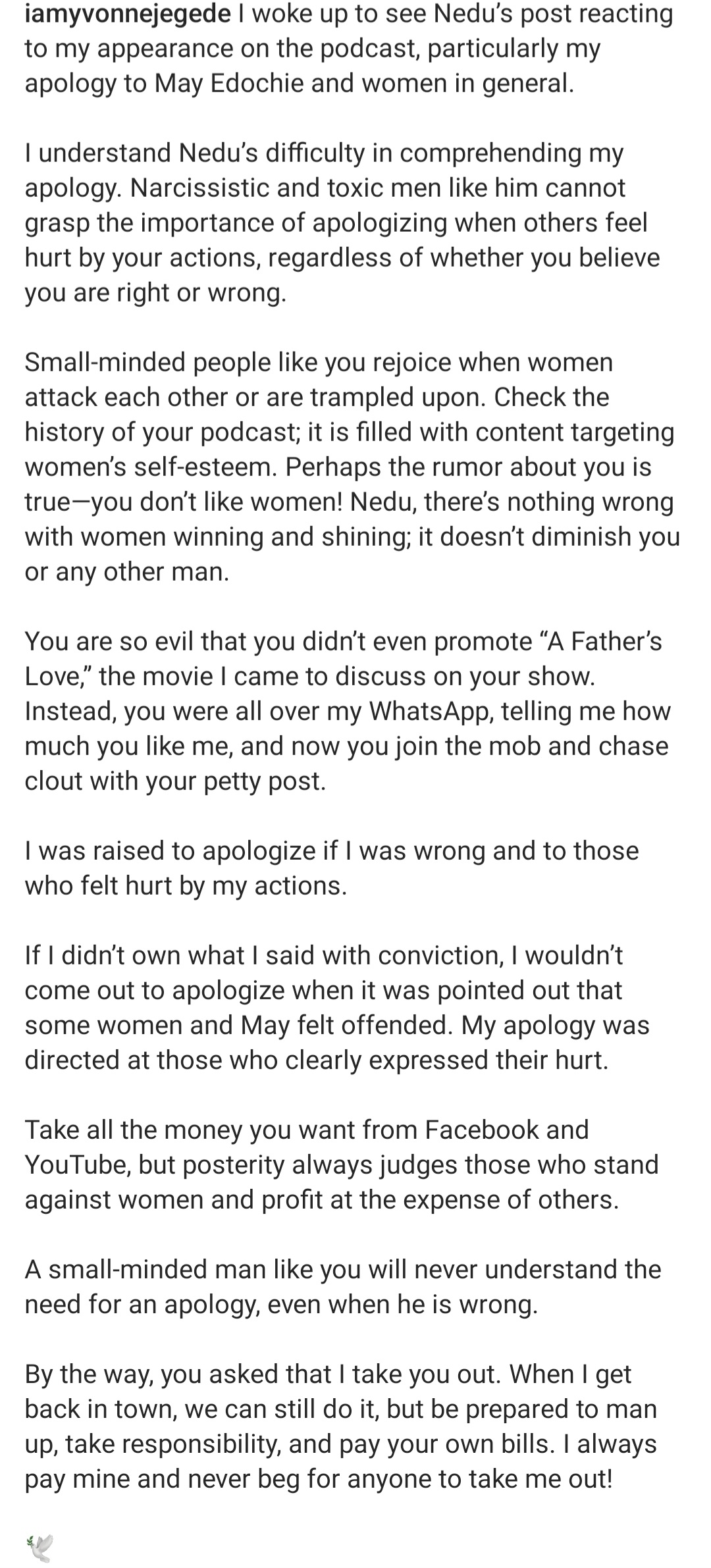 Nedu Is A Toxic Man, I Don't Expect Him To Understand My Apology - Yvonne Jegede 3 Yvonne Jegede