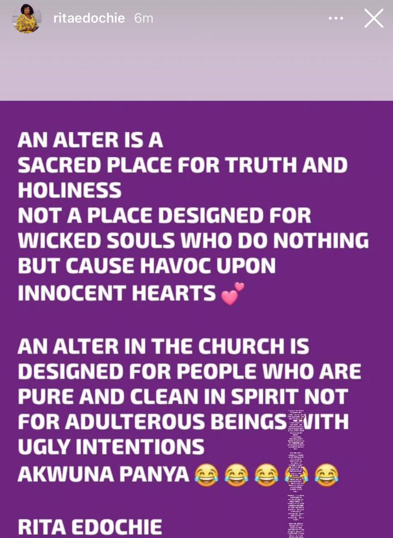 Adulterous Beings Shouldn't Be Allowed Anywhere Near A Church's Altar - Rita Edochie 2 Rita Edochie