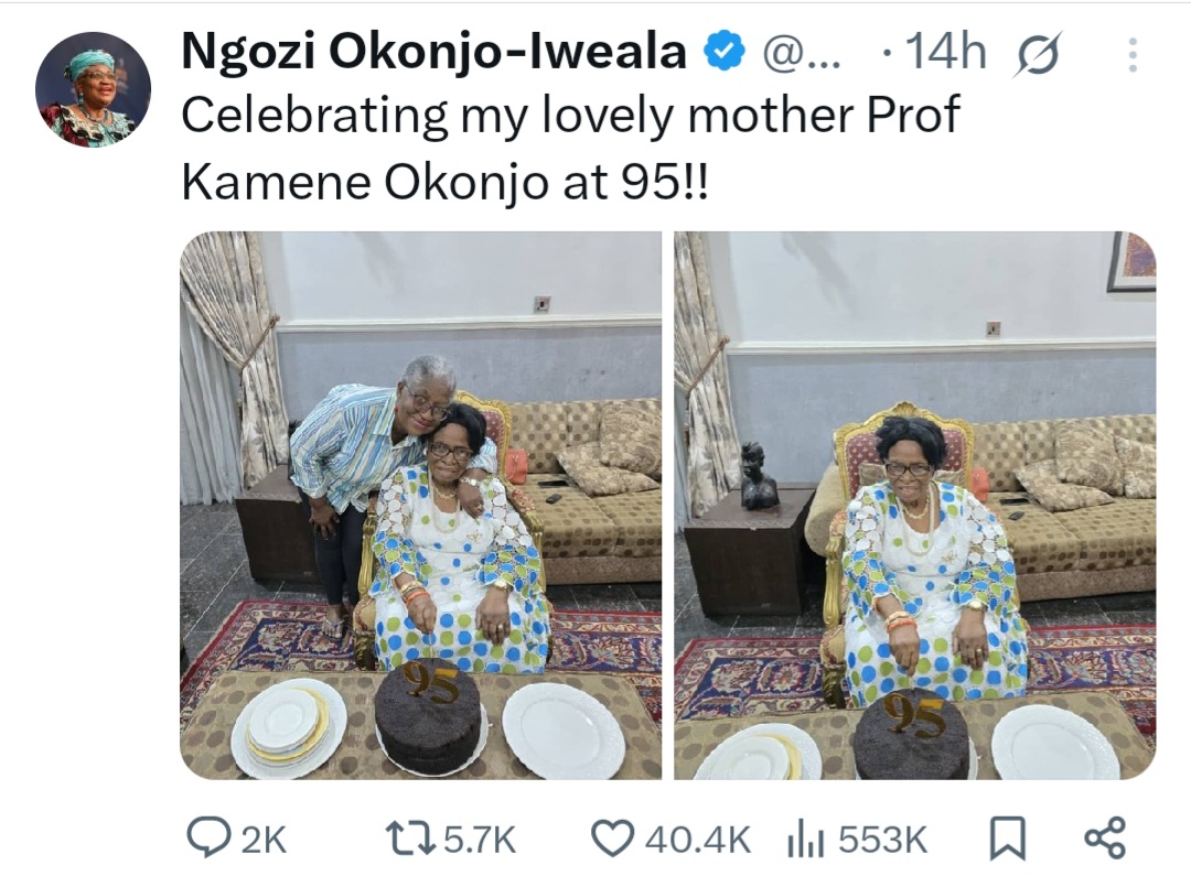 Ngozi Okonjo-Iweala Celebrates Her Mother's 95th Birthday 2 Ngozi Okonjo-Iweala