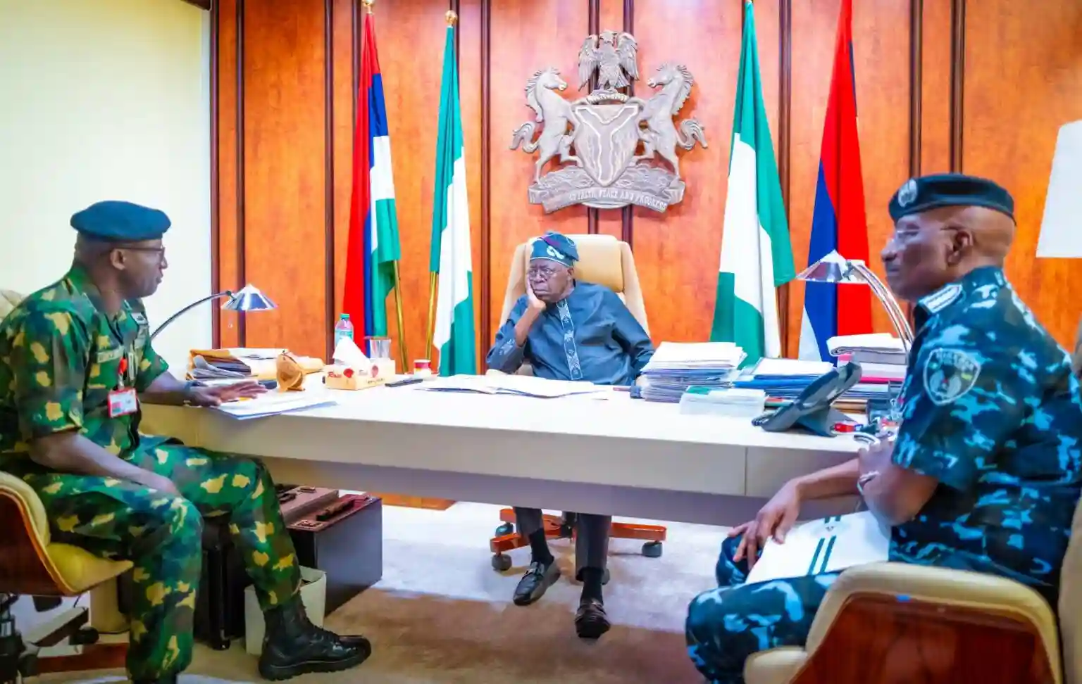 Bola Tinubu and security chiefs 